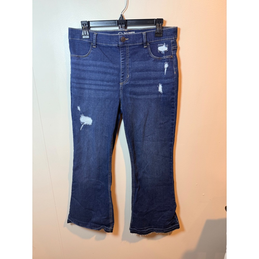 Wonder Nation Kids Girls Blue Denim Flare Jeans Distressed Size XL 14-16 Plus